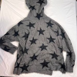 SHOW ME YOUR MUMU Women's Grey Fuzzy Fatima Star Turtleneck Sweater Sz M A050323